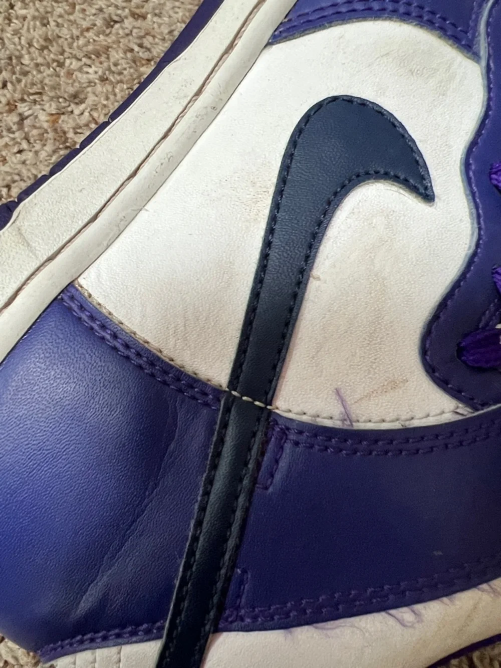 Nike Purple and White High-Top Sneakers size 3 Kids